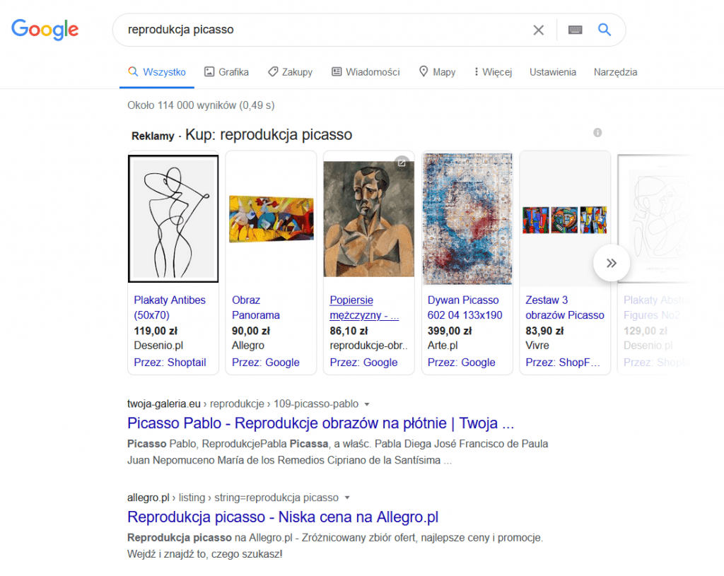 Wyniki wyszukiwania SERP