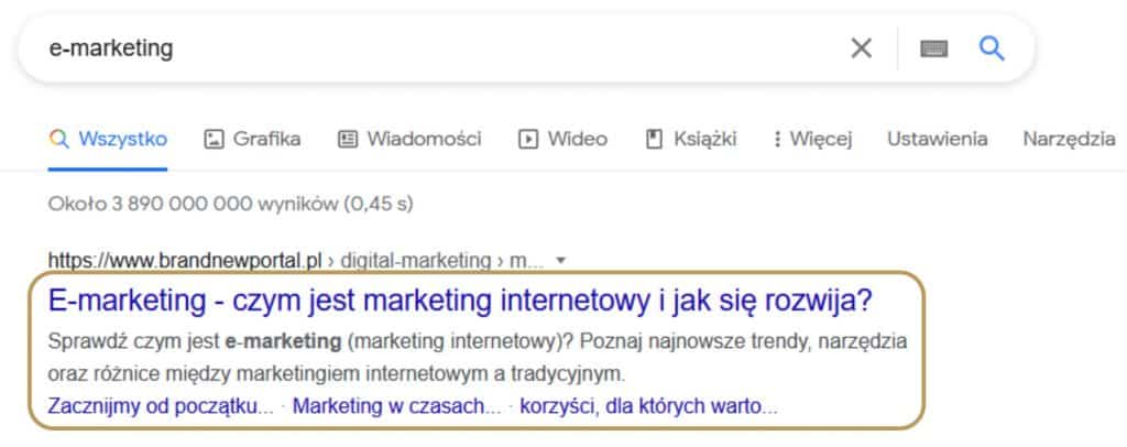 Copywriting SEO w wynikach wyszukiwania